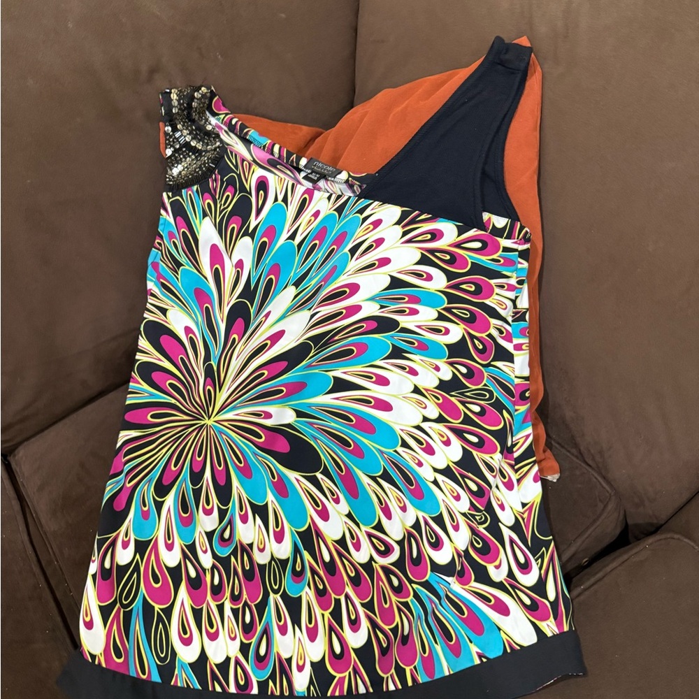 Nicole by Nicole Miller Colorful Swirl Tank Top